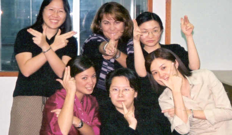 "Charlies' Angels" Hong Kong version: Cherry Wan, Michelle Herman, Lilian Tai Lynn Furrow, Lydia Lau, Florence Chan